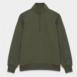 Aritzia Olive Green Half-Zip Sweatshirt